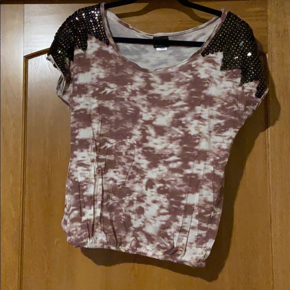 Tye Dye Top w/ Black Shoulder Detail